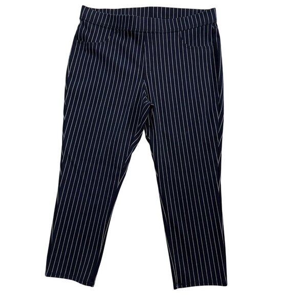 Time & True Capri Pull On Pinstriped Pants Stretch Nautical Preppy Navy XXL NWOT - Picture 4 of 11